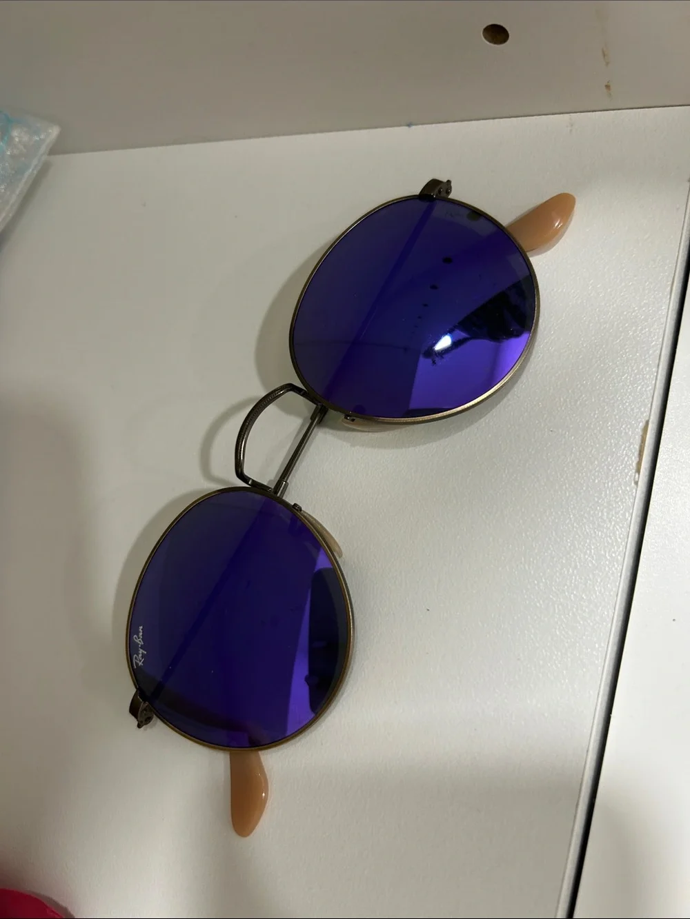 Ray-Ban Round Metal Sunglasses - Purple Mirrored Lenses